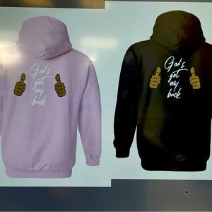 Custom made “ God’s Got My Back “ Hoodies - pink and black size S/M/L